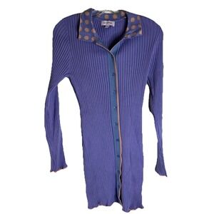 Buttermelon Lavender Ribbed Polka Dot Sweater Dress Bodycon Fitted Large